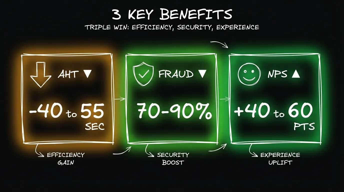 Beneficios clave: AHT, Fraude, NPS